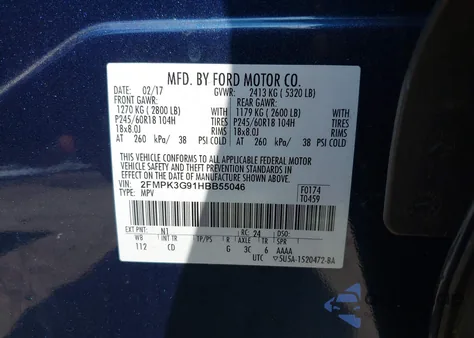 2017 Ford Edge Se from USA, damaged, VIN 2FMPK3G91HBB55046